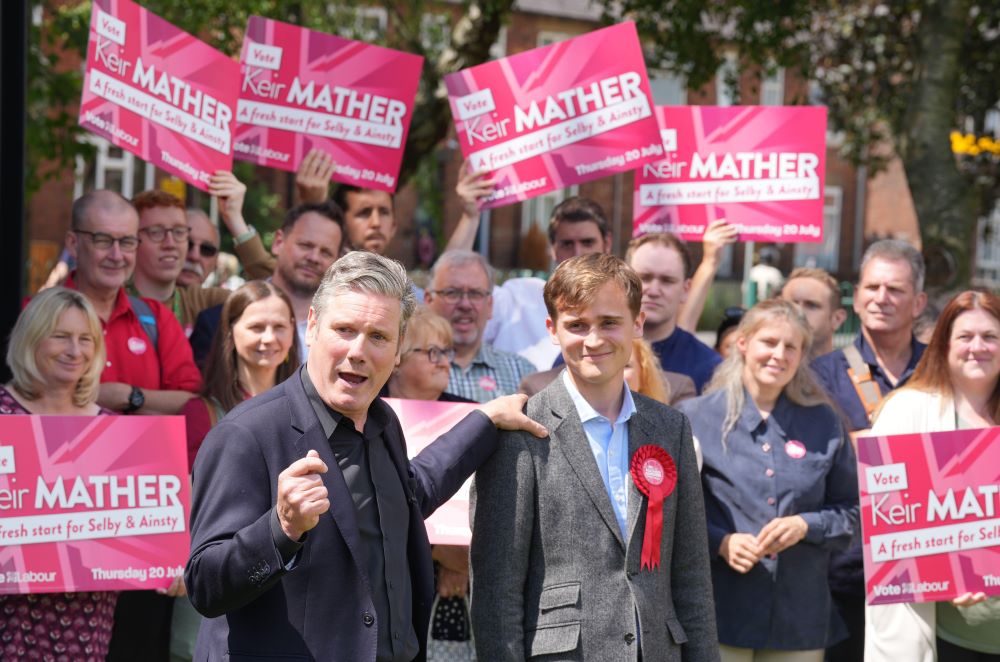 Labour leader Keir Starmer and the party's Selby candidate Keir Mather